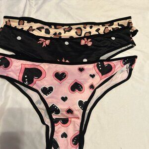 Morvia 3pk bows Hearts Pattern Leg Hip Woman’s panties 2XL Lingerie Valentines